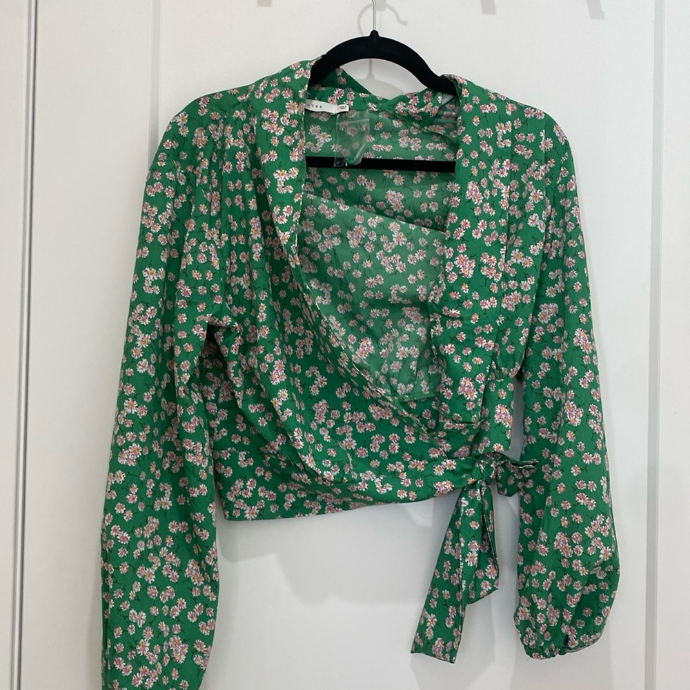 Green & pink lush blouse